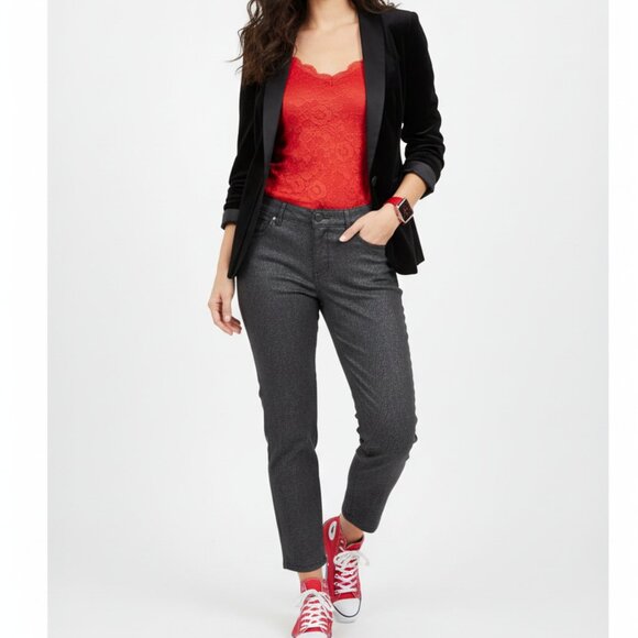 CHICO'S Platinum Denim Dark Gray Reptile Skin Capri Pants | Size 1/S - Picture 1 of 6